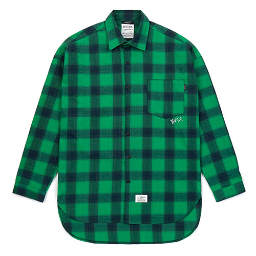 CROSS OVERSIZED FLANNEL CHECK SHIRTS GREEN