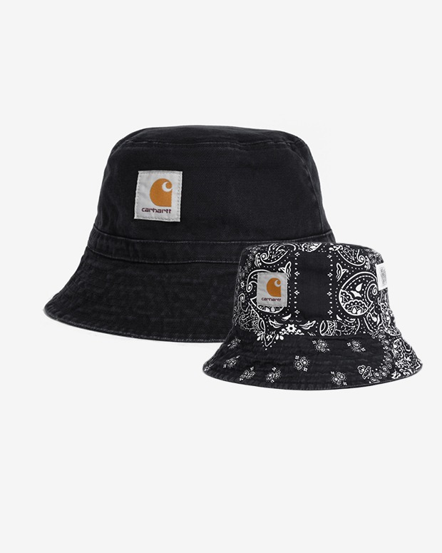 칼하트WIP 반다나 버킷햇 리버시블 BANDANA BUCKET HAT REVERSIBLE (Black/Black Stone Washed)