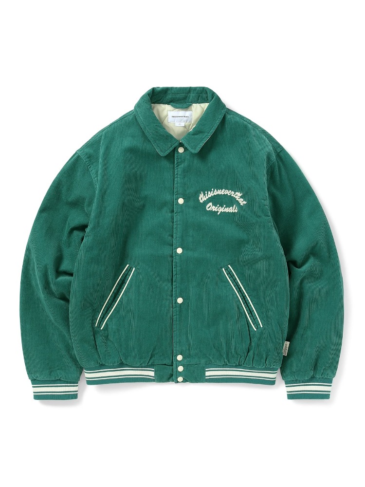 디스이즈네버댓 오리지널 코듀로이 바시티 자켓 Originals Corduroy Varsity Jacket (Green)