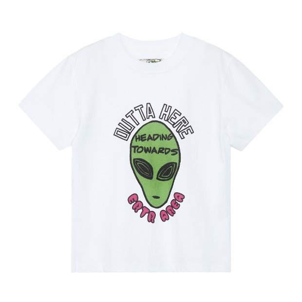 이알티알 Alien Head 1/2 T-Shirt Small Fit (White)