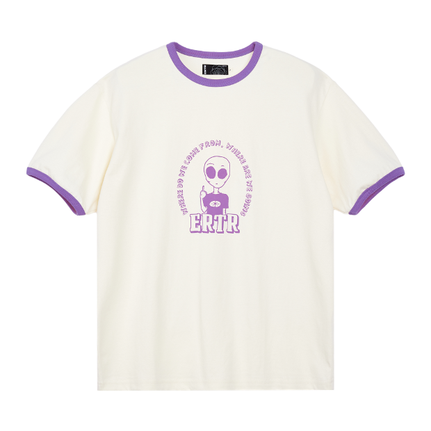 이알티알 Alien Ringer 1/2 T-Shirt (White/Purple)