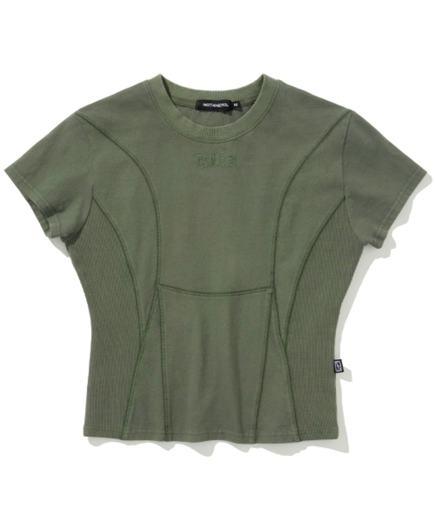 낫포너드 W N4ND Incision Pigment T-Shirts  (Khaki)