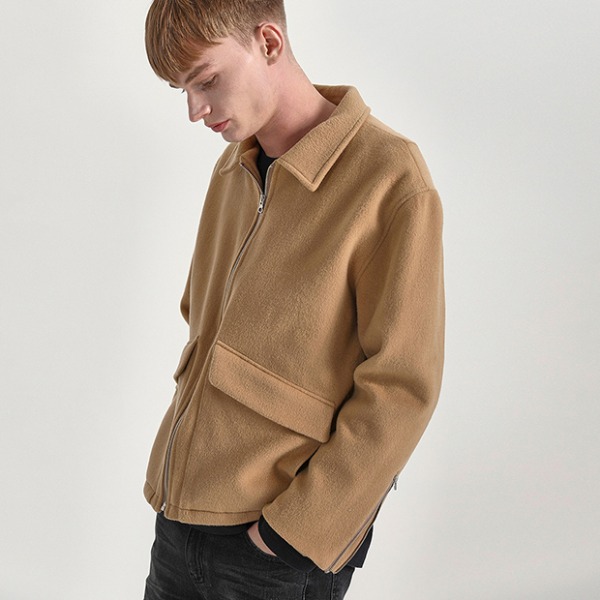 SSRLminimal wool zip-up jacket / beige