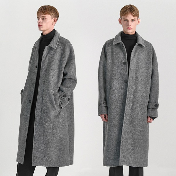 SSRLwool balmacaan coat / melange gray