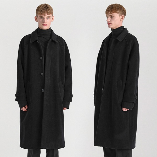 SSRLwool balmacaan coat / black