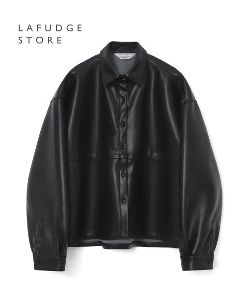 라퍼지포우먼(W)레더 오버 셔츠 자켓 (BLACK)