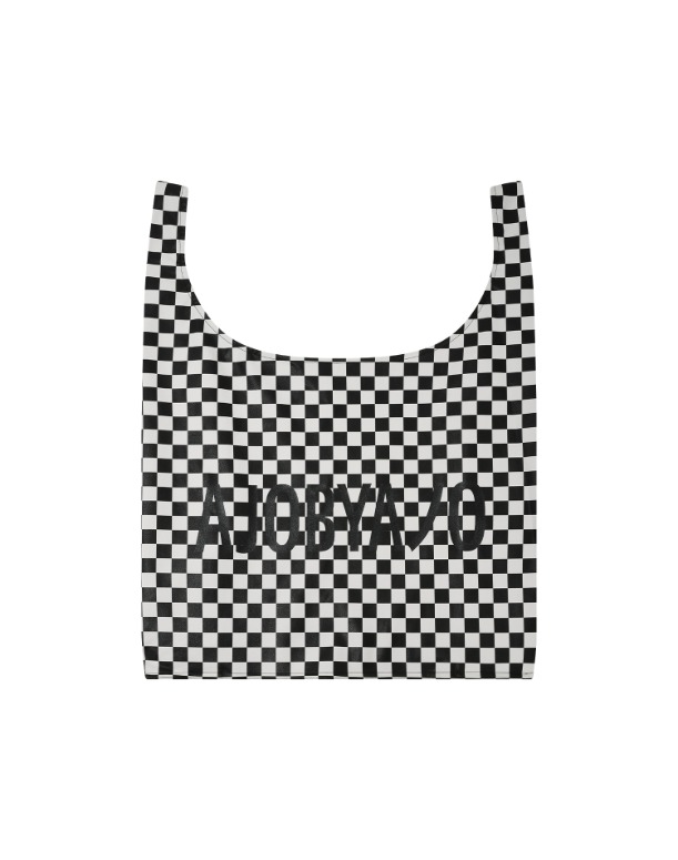 아조바이아조 Checkerboard Grocery Bag (Black)
