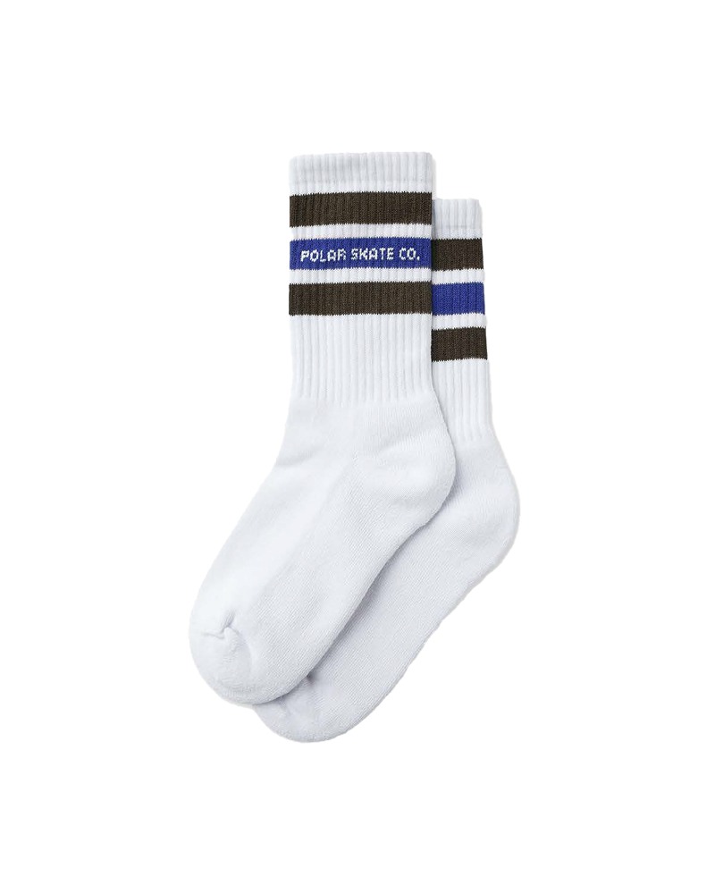 폴라 스케이트 팻 스트라이프 양말 Fat Stripe Socks (White / Brown / Blue)