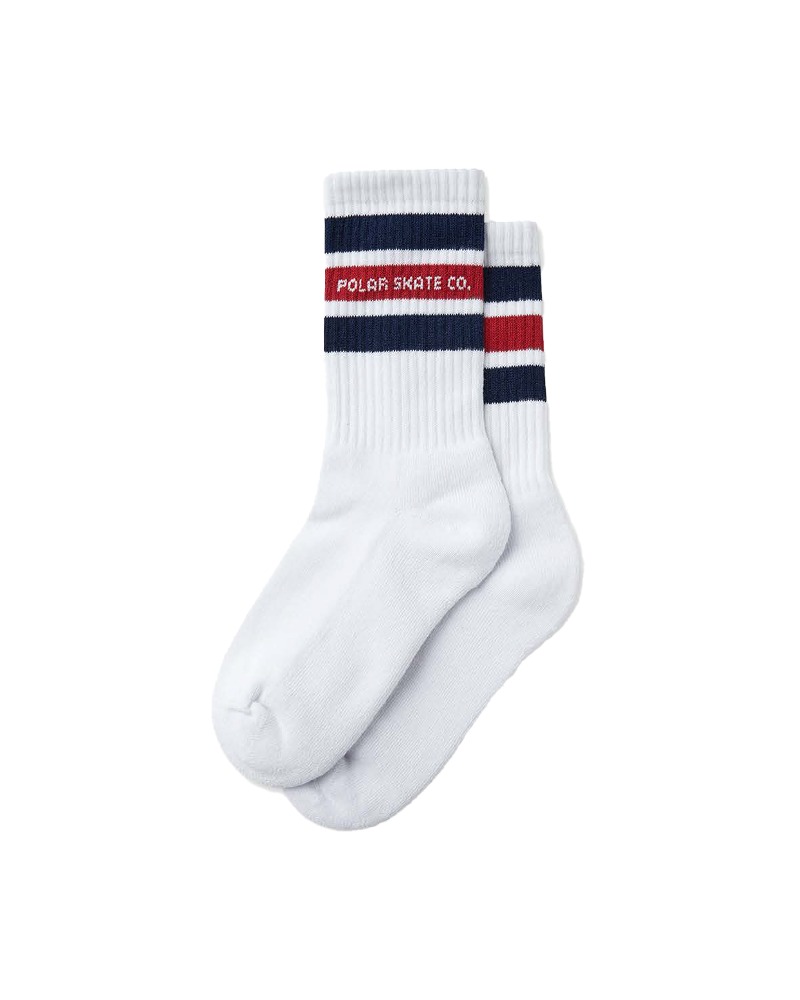 폴라 스케이트 팻 스트라이프 양말 Fat Stripe Socks (White / Navy / Red)