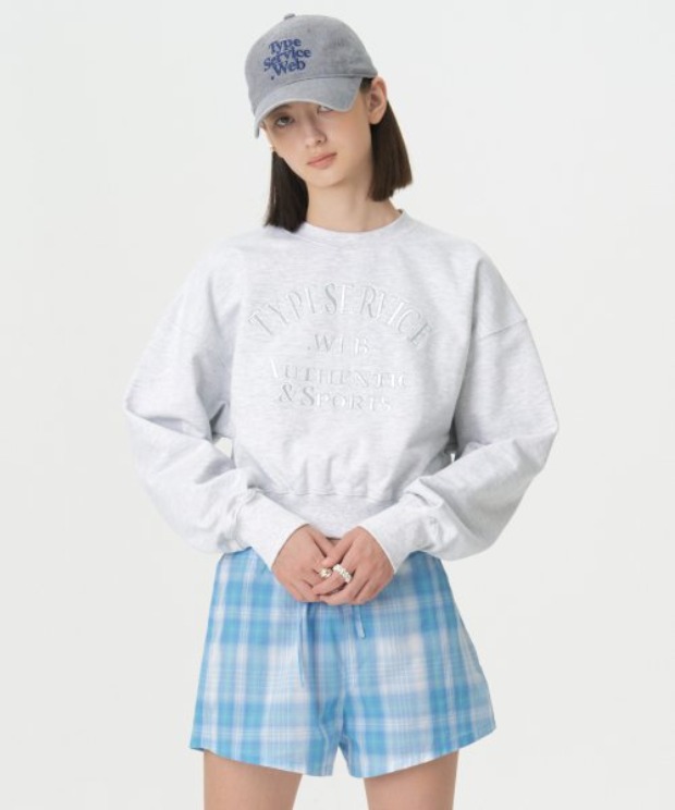 타입서비스 아치 로고 크롭 맨투맨 Arch Logo Crop Sweatshirt (Melange Gray)