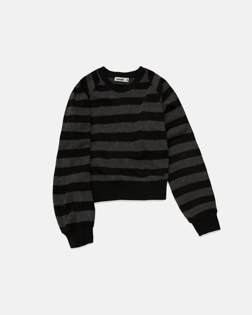 카락터 (W)Mingle striped knit / Black charcoal