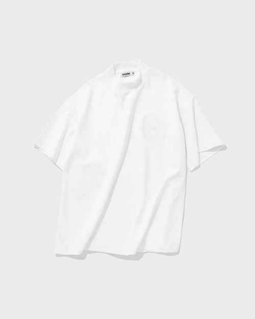 카락터 Stitched symbol mock neck T-shirts / Off-white