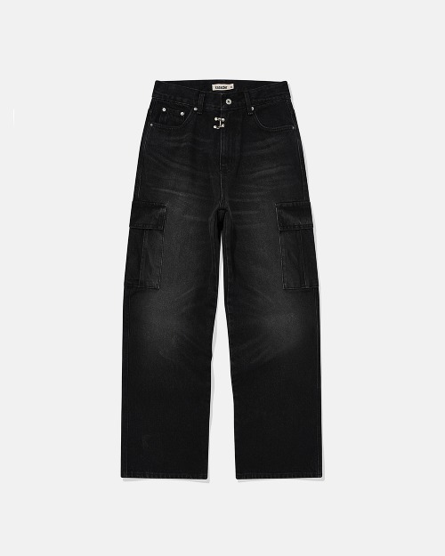 카락터 Miner cargo denim pants / Washed black