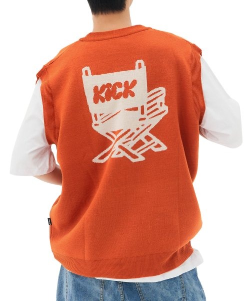 네스티킥 [NK] Cooling Center Knit Vest (Dark Orange)