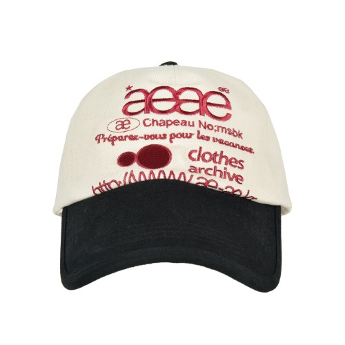 에이이에이이 웹 로고 5패널 볼캡 AEAE Web Logo 5 Pannel Ball Cap (Ecru/Black)