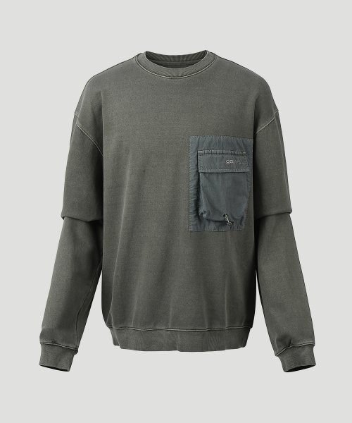 가릭스 Solid pocket pigment Sweatshirts (Khaki)