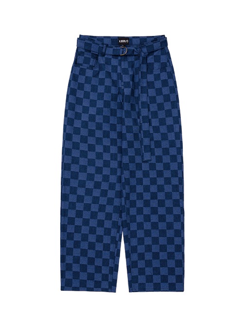 아조바이아조 Checkerboard Denim Pants [BLUE]