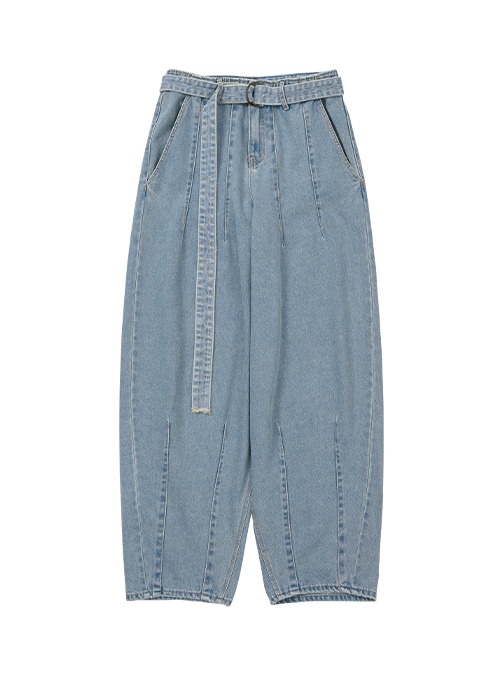 아조바이아조 Oversized Washed Denim Pants [SKY BLUE]