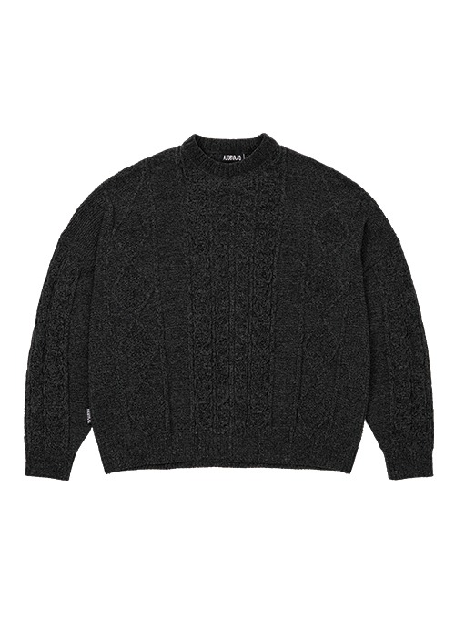아조바이아조 Velvet Cable Stitch Sweater (CHARCOAL)