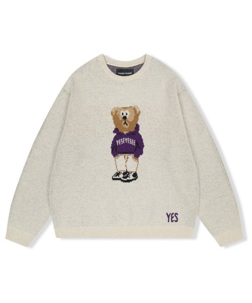 예스아이씨 패러디 베어 니트 스웨터 Parody Bear Knit Sweater (Ivory)