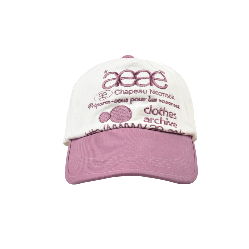 에이이에이이 웹 로고 투 톤 볼캡 AEAE Web Logo Two Tone Ball Cap (White/Pink)