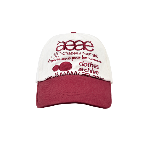 에이이에이이 웹 로고 투 톤 볼캡 AEAE Web Logo Two Tone Ball Cap (White/Red)