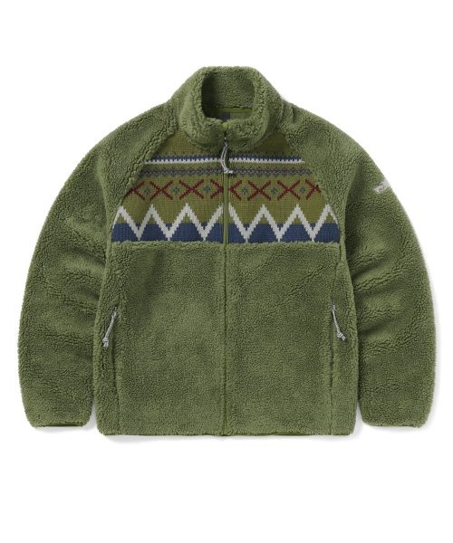디스이즈네버댓 니트 패널드 플리스 자켓 Knit Paneled Fleece Jacket (Olive)