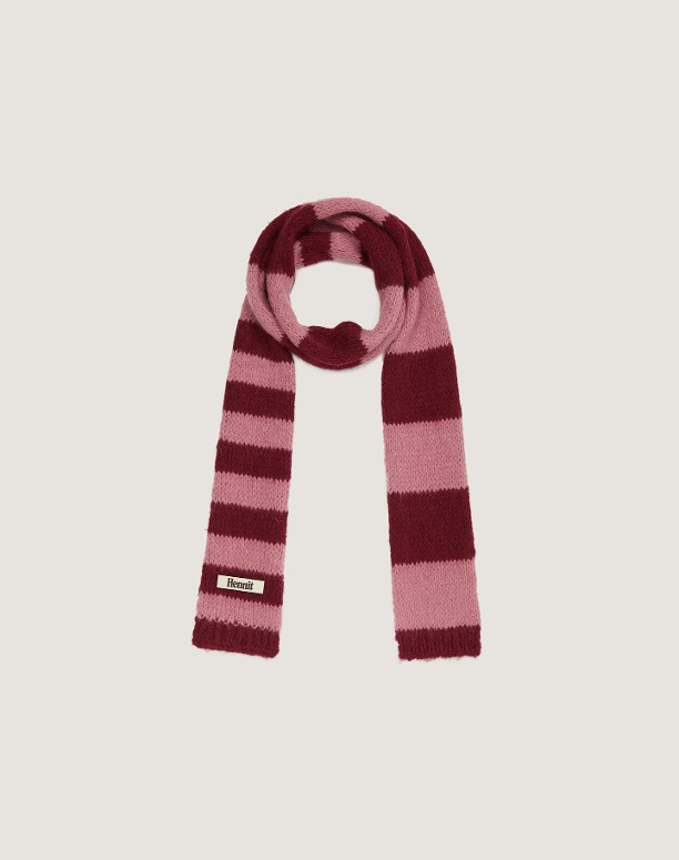 헤니트 Stripe Knit Muffler (Red/Pink)