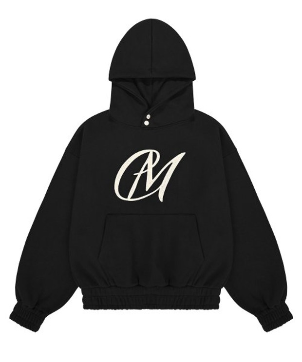 마이딥블루메모리즈 MM Logo Embroidery Hoodie in black (Black)