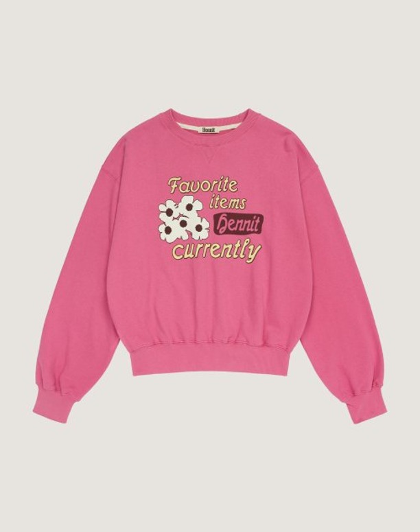 헤니트 Flower Graphic Sweatshirt (Pink)