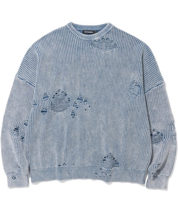 낫포너드 Pigment Dyeing Destroyed Knit Sweater (Blue)