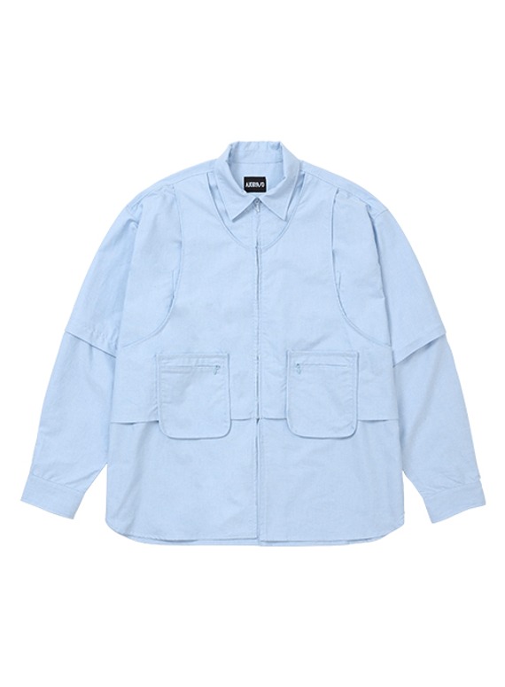 아조바이아조 Layered Vest Oxford Shirt [SKY BLUE]