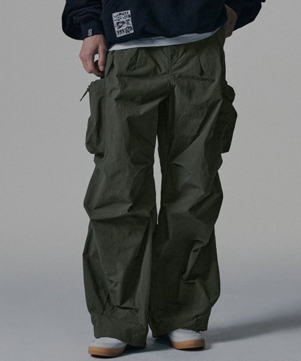 낫포너드 Nylon Big Pocket Parachute Pants (Khaki)