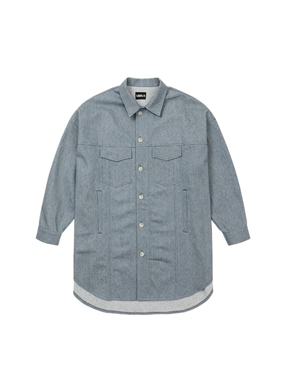 아조바이아조 Recycled Denim Oversized Shirt Jacket [SKY BLUE]