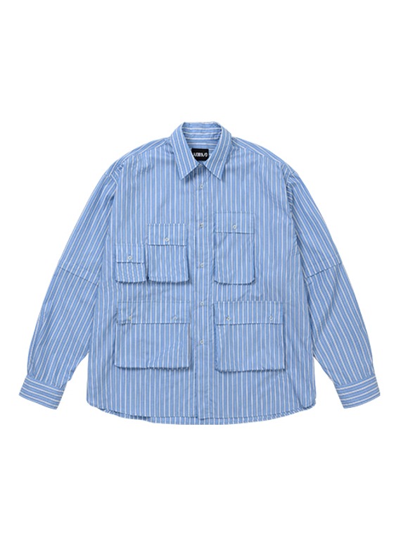 아조바이아조 Fisherman Stripe Shirt [SKY BLUE]