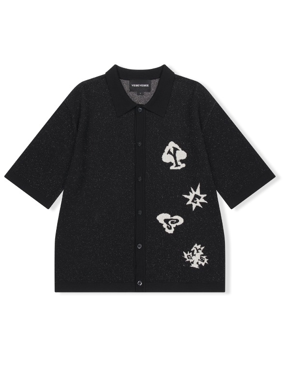 예스아이씨 포커 아이콘 니트 하프 셔츠 Poker Icons Knit Half Shirts (Black)