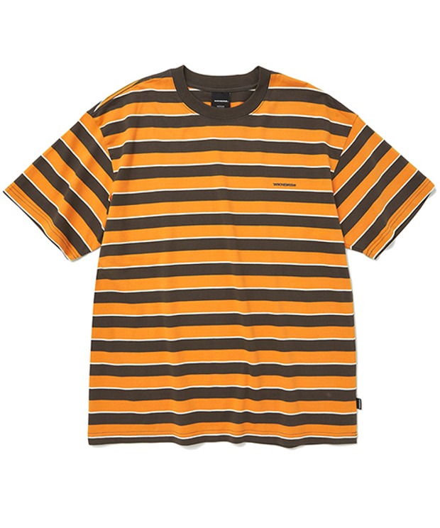 위캔더스 스트라이프 로고 티셔츠 STRIPED LOGO T-SHIRT (Orange)