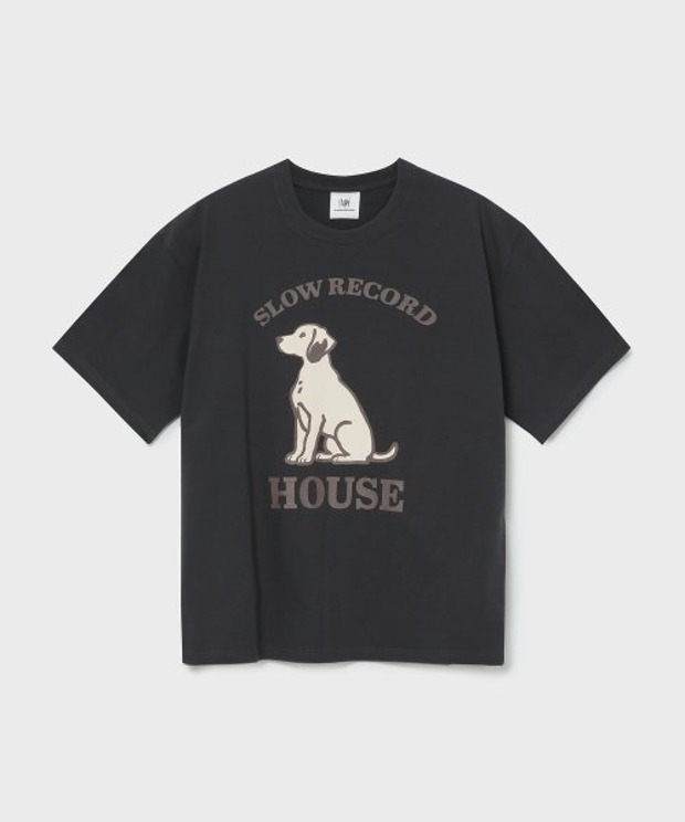 슬로우 레코드 하우스 하우스 도그 반팔 티셔츠 (Charcoal)